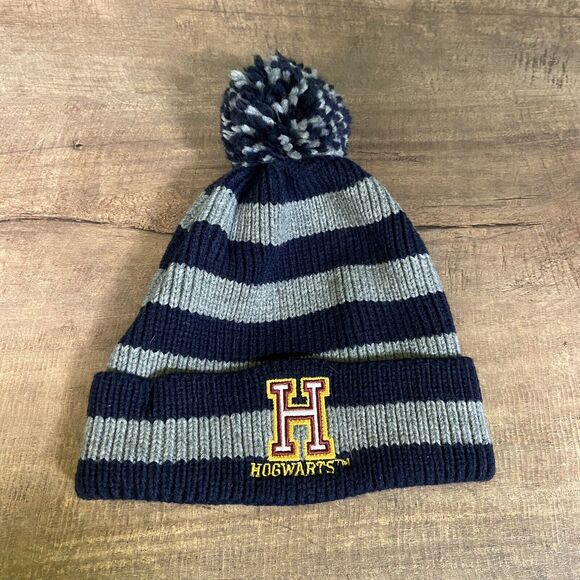 Harry Potter Hogwarts Beanie Cuffed Winter Hat w/ Pom Pom and Embroidere… - Picture 1 of 3